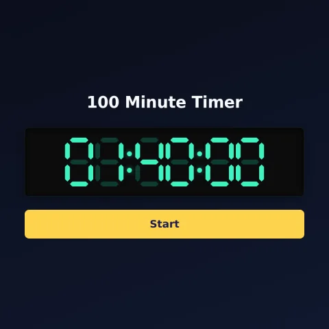 The time-and-space.science 100-minute timer: the digital read-out showing 100 minutes and a Start button