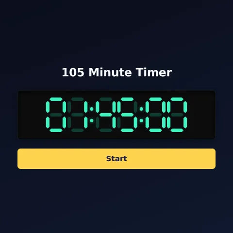 The time-and-space.science 105-minute timer: the digital read-out showing 105 minutes and a Start button