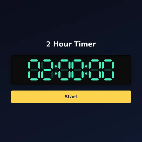 The time-and-space.science 2-hour timer: the digital read-out showing 2 hours and a Start button