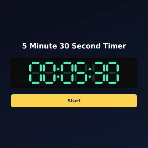 The time-and-space.science 5-minute-30-second timer: the digital read-out showing 5 minutes 30 seconds and a Start button