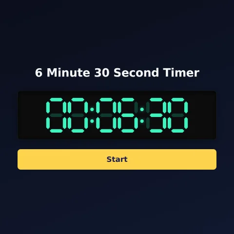 The time-and-space.science 6-minute-30-second timer: the digital read-out showing 6 minutes 30 seconds and a Start button