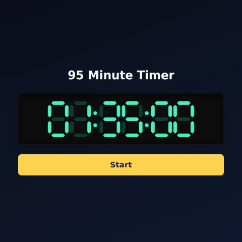 The time-and-space.science 95-minute timer: the digital read-out showing 95 minutes and a Start button